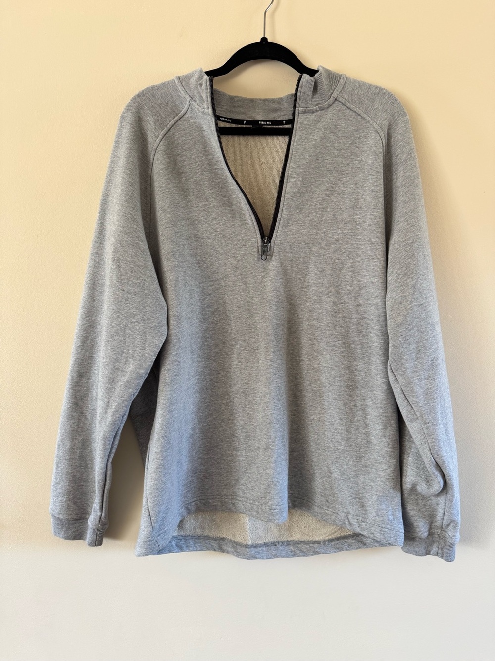 Public Rec Gray Cotton Blend Half-Zip Pullover Sweatshirt XL Crew Neck Men's